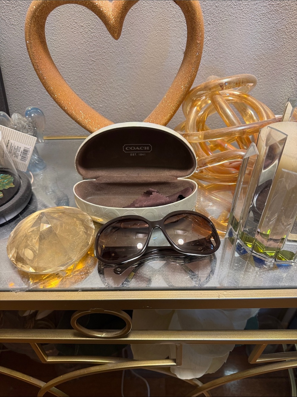 Coach Brown Gradient Oversized Sunglasses with Cream Case